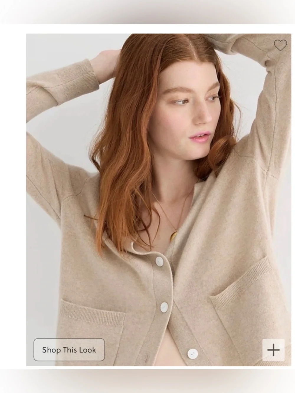 J.Crew Cashmere Patch-Pocket Cardigan Sweater M Neutral Tan Heather Stone